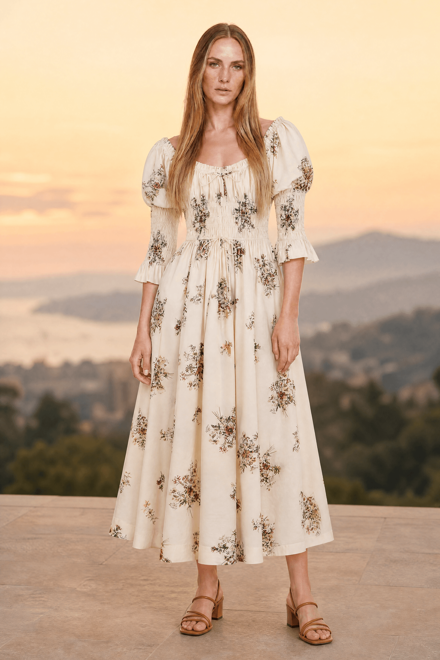 Floral print dress on a model — generated studio-quality photo