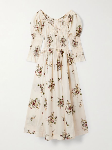 Cream floral print dress laid flat on a white background — the original garment